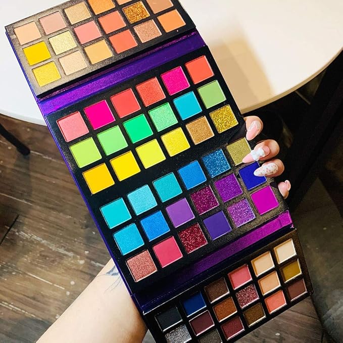 72 Colors Ultra Secret Eyeshadow Palette, 4 in1 Color Board Matte Shimmer Glitter Nude Natural All In One Makeup Palette Blendable Pigmented Make Up Eye Shadow Pallet Gift Ki